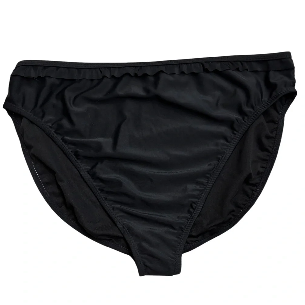 Vintage 90s Y2K Black High Waisted Bikini Bottoms Size 2X NEW Deb Ruffle Trim